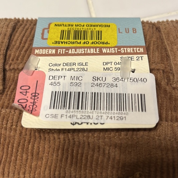 Classic/Club, Brown corduroy, 2T, Pants - Picture 5 of 5